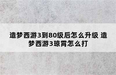 造梦西游3到80级后怎么升级 造梦西游3琼霄怎么打